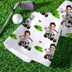 Personalised Avatar Photo Quick Dry Microfiber Waffle Golf Towel with Carabiner Clip Accessory Birthday Gift for Golf Lovers