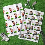 Personalised Avatar Photo Quick Dry Microfiber Waffle Golf Towel with Carabiner Clip Accessory Birthday Gift for Golf Lovers