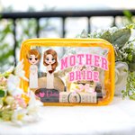 Personalized Cartoon Mother of the Bride Waterproof Clear Makeup Bag with Name Portable Travel Essentials Wedding Gift for Mom