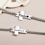 Personalised Cross Pendant Bracelet with Engraved Text Religious Jewellery Baptism Prayer Birthday Gift for Christians