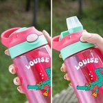 Personalized Cute Monkey Sloth Bunny Diving Animal 16oz Kid Name Water Bottle with Handle and Silicone Straw Birthday Holiday Gift for Boys Girls