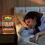 Personalized Together Since Year Cartoon Couple LED Night Light with Names and Wooden Base Home Decor Anniversary Birthday Gift for Couples
