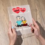 Personalized Together Since Year Cartoon Couple LED Night Light with Names and Wooden Base Home Decor Anniversary Birthday Gift for Couples