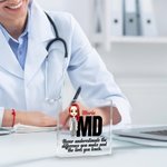 Personalized Cartoon Medical Character Square Heart Acrylic Plaque with Name Desk Decor Birthday Appreciation Inspirational Gift for Medical Staff