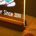 Personalized Together Since Year Cartoon Couple LED Night Light with Names and Wooden Base Home Decor Anniversary Birthday Gift for Couples