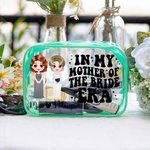 Personalized Cartoon Mother of the Bride Waterproof Clear Makeup Bag with Name Portable Travel Essentials Wedding Gift for Mom