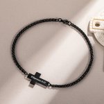 Personalised Cross Pendant Bracelet with Engraved Text Religious Jewellery Baptism Prayer Birthday Gift for Christians