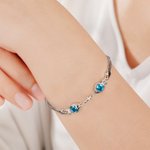 Henkilökohtainen Double Fishes Cross syntymäkivi säädettävä rannekoru Dainty korut uskonnollinen Kaste syntymäpäivälahja naisille uskoville