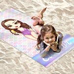 Personalizzato Personaggio dei cartoni animati Asciugatura rapida Asciugamano da spiaggia sovradimensionato con nome Vacanze estive Essenziali Festa in spiaggia Regalo di compleanno per le donne
