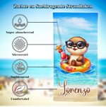 Gepersonaliseerde Schattige Dieren Oversized Strandlaken met Zwemring Sneldrogend Naam Zomervakantie Zwembad Feest Cadeau voor Jongens Meisjes