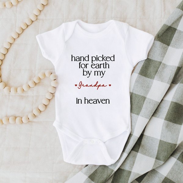 Personalized Pure Cotton Hand Picked For Earth Baby Bodysuit Kid T-shirt with Text New Baby Birth Announcement Gift for Newborn Boys Girls