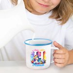 Tasse en Émail Coloré 355 ml Personnalisée avec Nom Initiale Style de Licorne Fantaisiste Cadeau Anniversaire Camping pour Garçon Fille