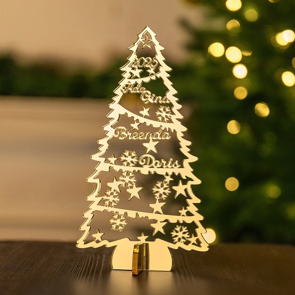 Personalized Christmas Family Tree Acrylic Plaque with 1-8 Names and Year Home Decor Festival Christmas Gift for Family Friend