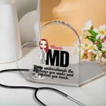 Personalized Cartoon Medical Character Square Heart Acrylic Plaque with Name Desk Decor Birthday Appreciation Inspirational Gift for Medical Staff