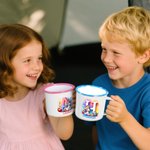 Tasse en Émail Coloré 355 ml Personnalisée avec Nom Initiale Style de Licorne Fantaisiste Cadeau Anniversaire Camping pour Garçon Fille