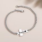 Personalised Cross Pendant Bracelet with Engraved Text Religious Jewellery Baptism Prayer Birthday Gift for Christians