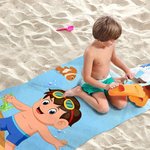 Personalized Cartoon Character Marine Animals Quick Dry Oversized Beach Towel with Name Summer Vacation Essentials Beach Party Birthday Gift for Kids