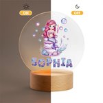 Personalised Fantasy Mermaid Cake LED Night Light with Wooden Base and Name Room Decor Birthday Gift for Girls Kids