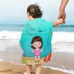 Serviette de Plage à Capuche Personnalisée avec Nom et Motif Animal Marin Cadeau Vacances d'Été Anniversaire pour Enfant