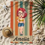 Personalizzato Personaggio dei cartoni animati Asciugatura rapida Asciugamano da spiaggia sovradimensionato con nome Vacanze estive Essenziali Festa in spiaggia Regalo di compleanno per le donne