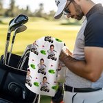 Personalised Avatar Photo Quick Dry Microfiber Waffle Golf Towel with Carabiner Clip Accessory Birthday Gift for Golf Lovers