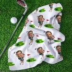 Personalised Avatar Photo Quick Dry Microfiber Waffle Golf Towel with Carabiner Clip Accessory Birthday Gift for Golf Lovers