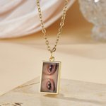 Personalized Unisex Heat-Activated Magic Hidden Photo Necklace with Engraved Text Memorial Jewelry Birthday Anniversary Gift for Family Friends