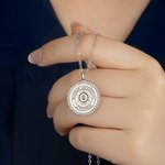 Personalized Engraved School Badge Zircon Edging Necklace with Text Dainty Jewelry Celebration Graduation Gift for Women Graduates