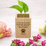Gepersonaliseerde huisdier lijntekening hond kat pootafdruk houten bloempot met naam en tekst Home Decor Sympathie Memorial Gift voor verlies van huisdier