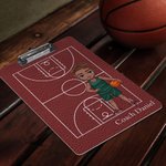Personalized Cartoon Basketball Soccer Character Acrylic Clipboard with Name Birthday Appreciation Team Gift for Coach Team Member