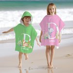 Personalised Sea Animal Soft Quick Dry Hooded Beach Towel with Initial and Name Travel Essential Beach Party Birthday Gift for Kids