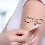 Personalized Line Birth Flower Infinity Symbol Waterproof Non-toxicity Temporary Tattoos with 2 Names Wedding Party Favor Gift for Couples Friends