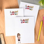 Personalisierte Bleistift Apfel Cartoon Charakter Notizblock mit Namen Briefpapier liefert Lehrer Tag Geschenk für Lehrer