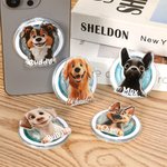 Personalized 3D Cartoon Dog Magnetic Phone Grip with Name Phone Accessory Birthday Anniversary Gift for Dog Mom Dad Pet Lovers