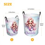 Personalized 3D Cartoon Fantasy Mermaid Design Large Waterproof Laundry Storage Basket with Name Nursery Decor Birthday Gift for Family Friend