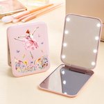 Personalized Watercolor Ballet Girl Birth Flower LED Double-Sided Compact Makeup Mirror with Name Travel  Accessories Birthday Gift for Ballerina