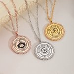 Personalized Engraved School Badge Zircon Edging Necklace with Text Dainty Jewelry Celebration Graduation Gift for Women Graduates