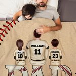 Personalized Baseball Dad Soft Throw Blanket with 1-5 Names and Numbers Room Decor Birthday Father's Day Gift for Dad Grandpa