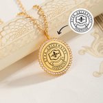 Personalized Engraved School Badge Zircon Edging Necklace with Text Dainty Jewelry Celebration Graduation Gift for Women Graduates