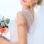 Personalized Line Birth Flower Infinity Symbol Waterproof Non-toxicity Temporary Tattoos with 2 Names Wedding Party Favor Gift for Couples Friends