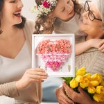 Personalisierte erste Mama jetzt Oma Geburt Blume Liebe Papier Blume Schatten Box Rahmen mit Namen und Titel Muttertag Geburtstag Geschenk für Mama Oma