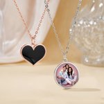 Personalized Unisex Heat-Activated Magic Hidden Photo Necklace with Engraved Text Memorial Jewelry Birthday Anniversary Gift for Family Friends