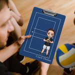 Personalized Cartoon Basketball Soccer Character Acrylic Clipboard with Name Birthday Appreciation Team Gift for Coach Team Member