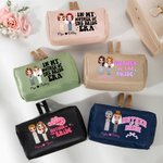 Henkilökohtainen sarjakuva morsiamen äiti suuri kapasiteetti Double-vetoketju Makeup Bag nimi Portable Travel Essentials häät lahja naisille