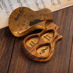 Personalized Wooden Guitar Picks Engraved Text Guitar Accessories with Holder Box Birthday Gift Idea for Guitar Lover