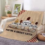 Personalized Baseball Dad Soft Throw Blanket with 1-5 Names and Numbers Room Decor Birthday Father's Day Gift for Dad Grandpa