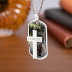 Personalized Photo Cross Dog Tag Necklace with Engraved Text Father's Day Anniversary Birthday Gift for Men