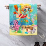 Personalized Marine Diving Super Absorbent Quick Dry Soft Towel with Name Beach Accessory Summer Vacation Birthday Gift for Kid