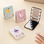 Personalized Watercolor Ballet Girl Birth Flower LED Double-Sided Compact Makeup Mirror with Name Travel  Accessories Birthday Gift for Ballerina