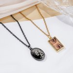 Personalized Unisex Heat-Activated Magic Hidden Photo Necklace with Engraved Text Memorial Jewelry Birthday Anniversary Gift for Family Friends